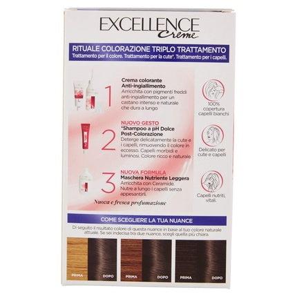 Vopsea de păr, L'Oréal Paris, Excellence Crème, castaniu natural