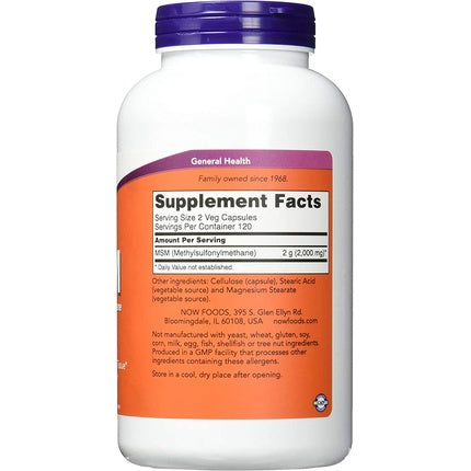 Now Foods MSM 1000mg, Supliment mineral, 240 capsule