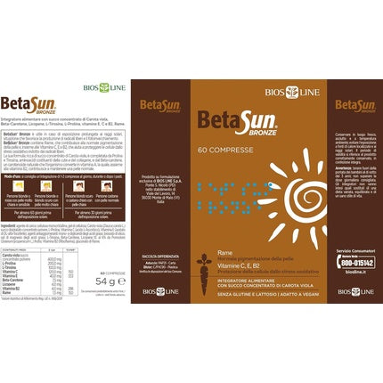 Bios Line Beta Sun Bronze, Vitamine solare, 60 tablete