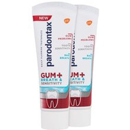 Pastă de dinți Parodontax Gum+ Breath & Sensitivity Duo, 2x100g, alb-roșu