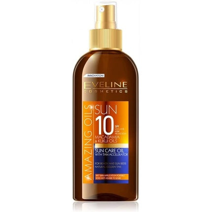 Ulei solar uscat Eveline Cosmetics Amazing Oils Sun Care SPF10 cu accelerant de bronzat, 150 ml