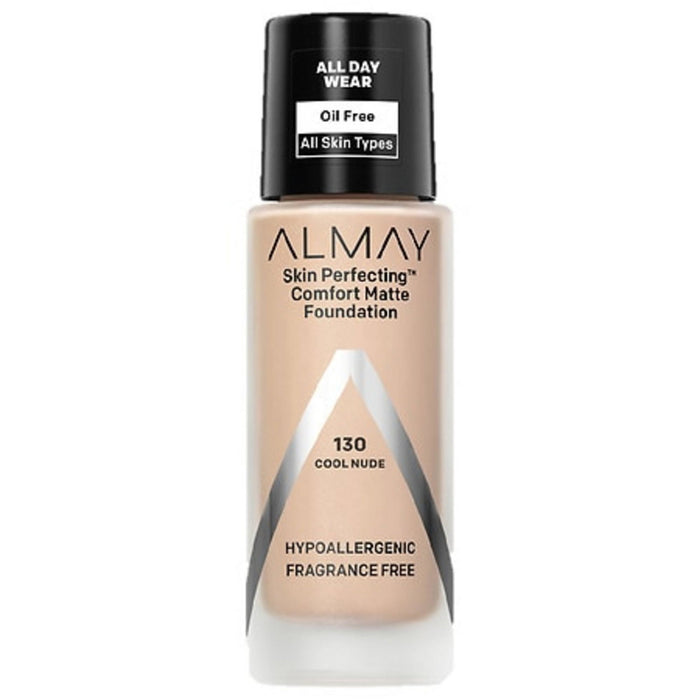 Fond de ten lichid Almay Skin Perfecting Comfort, matifiant, pentru toate tipurile de ten, nuanța 130 Cool Nude, 30 ml
