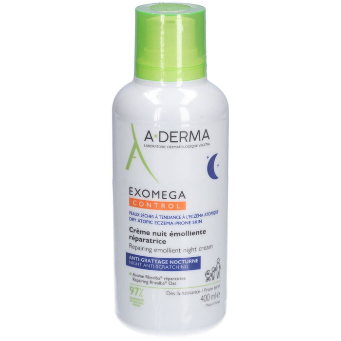 Cremă de față A-Derma Exomega Control, emolientă de noapte, pentru piele uscată cu tendință atopică, 400 ml