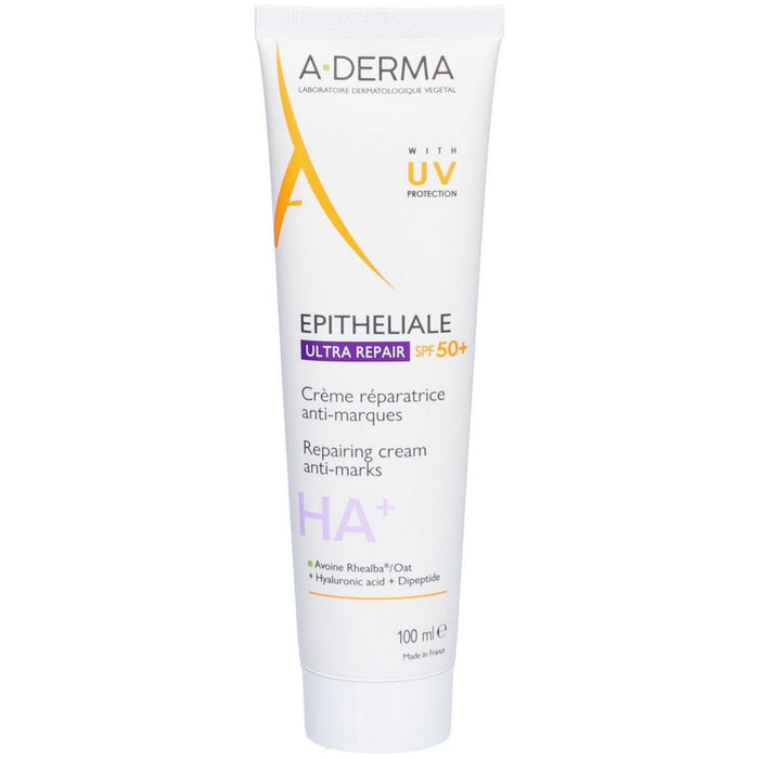Cremă reparatoare A-Derma Epitheliale Ultra Repair, antiurme, pentru față și corp, SPF 50+, 100 ml