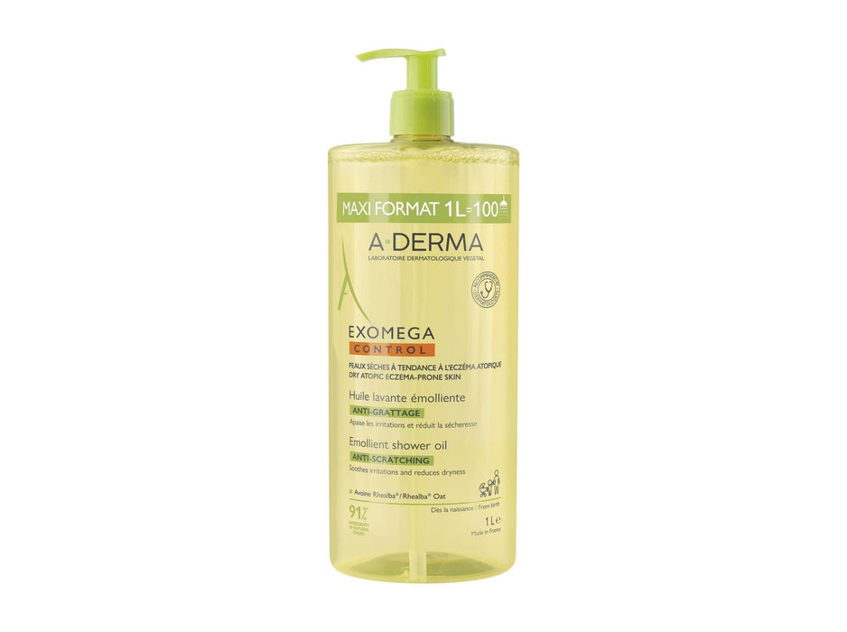 Ulei de duș A-Derma Exomega Control, emolient, pentru piele uscată, 1000 ml