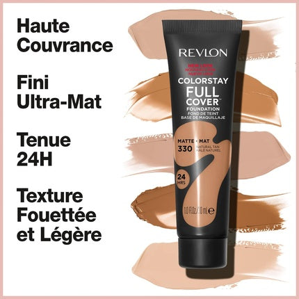 Revlon ColorStay Full Cover Foundation, Matte Finish, Natural Tan 330