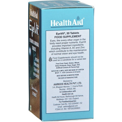 Supliment alimentar, HealthAid, EyeVit, 30 tablete