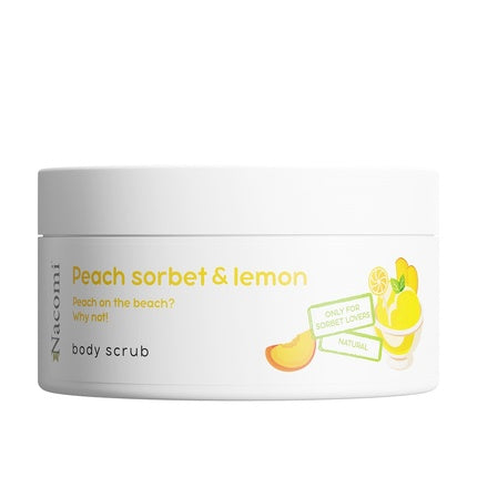 Nacomi Body Scrub Peach & Lemon Sorbet, ambalaj alb, capac rotund, 100ml