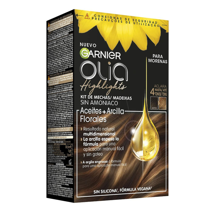 Kit de șuvițe Garnier Olia Highlights, pentru păr închis la culoare, fără amoniac, nuanța 7.3