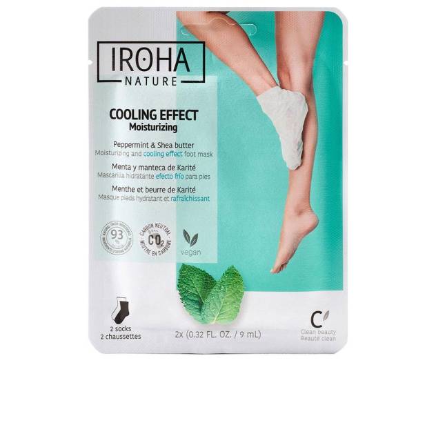 Șosete-tratament pentru picioare Iroha Nature, efect răcoritor și hidratant, mentă și unt de shea, 9 ml