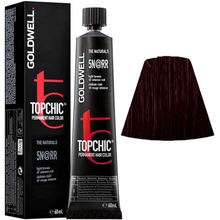 Vopsea de Păr Goldwell Topchic The Naturals 5N@RR, 60ml, Culoare Marron Deschis Roșu Intens