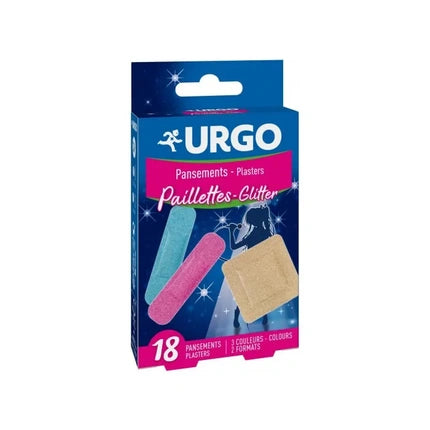 Pansamente URGO Glitter, 18 bucăți, roz și albastru