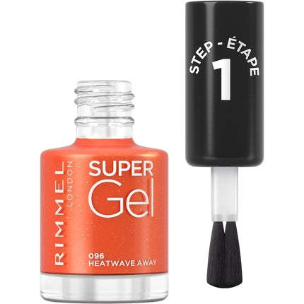 Lac unghii gel, Rimmel London Super Gel Step 1, 096 Heatwave Away, Roz intens, 12 ml