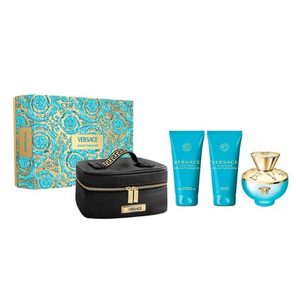 Set Cadou Parfum Versace Dylan Turquoise EDP Spray 100ml, 4 Piese
