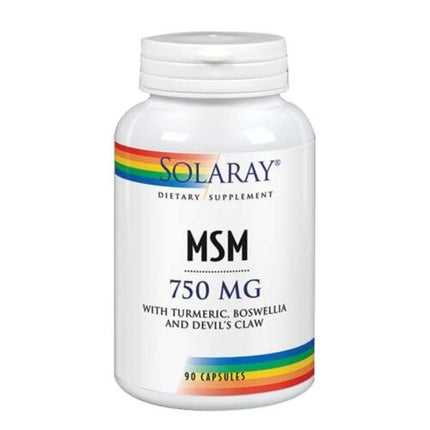 Supliment alimentar Solaray MSM 750mg cu Turmeric, Boswellia, Uncia de Diavol, 90 capsule