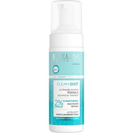 Spumă de curățare față Eveline Cosmetics Clean Shot Ultra Soft cu D-panthenol și Niacinamidă 150ml