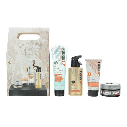 Set Cadou Îngrijire Păr, Fudge Professional, 4 Produse, Ambalaj Carton, Culori Albastru și Auriu