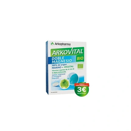 Arkopharma Arkovital Double Magnesium Bio, Supliment Mineral, Bio, Marin și Vegetal, 30 Tablete