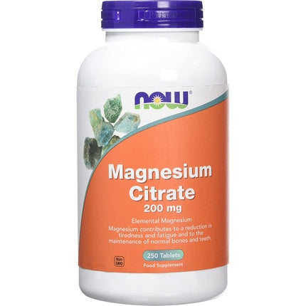 Supliment mineral, NOW Foods, Magnesium Citrate, 200mg, 250 comprimate
