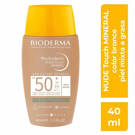 Cremă facială fotoprotectoare Bioderma Photoderm Nude Touch Mineral SPF50+, Bronzer, 40ml