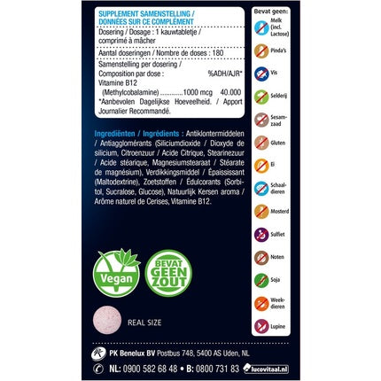 Tablete de mestecat, Lucovitaal, Vitamina B12 One A Day, 1000 mcg