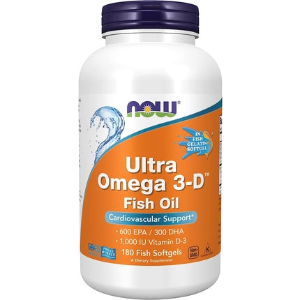 Supliment alimentar Now Foods Ultra Omega 3-D Fish Oil cu Vitamina D-3, 180 capsule