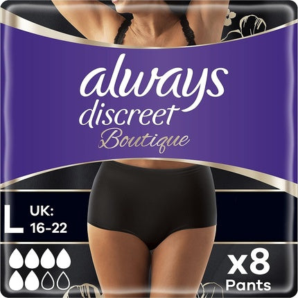 Pantalonete Absorbante Always Discreet Boutique pentru Femei Large Plus - Pachet de 8 buc