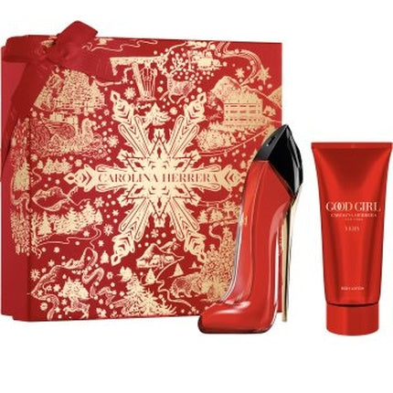 Set Parfum Carolina Herrera Very Good Girl, Cadou cu Ambalaj Roșu și Motive Aurii