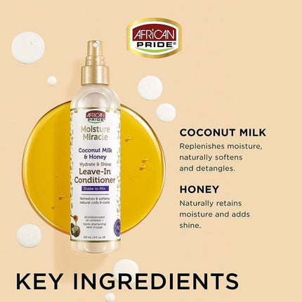 Condiționator fără clătire African Pride Moisture Miracle Coconut Milk & Honey, 236ml