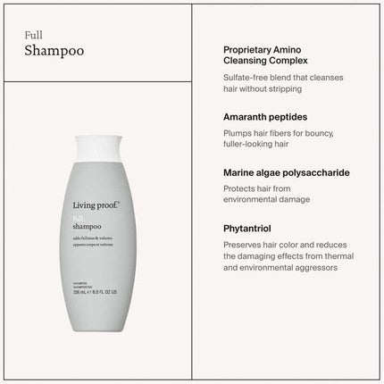 Șampon pentru păr fin, Living Proof Full, 60 ml, volumizant, fără parabeni, fără silicoane, vegan