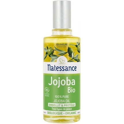 Ulei Jojoba Bio, Natessance, 50ml, sticlă transparentă cu etichetă verde