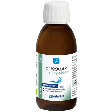 Nutergia Oligomax Molybdène, Supliment mineral lichid, 150 ml, sticlă maro