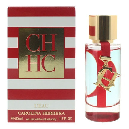 Parfum feminin Carolina Herrera CH L'Eau, 50ml, sticlă transparentă cu etichetă roșie