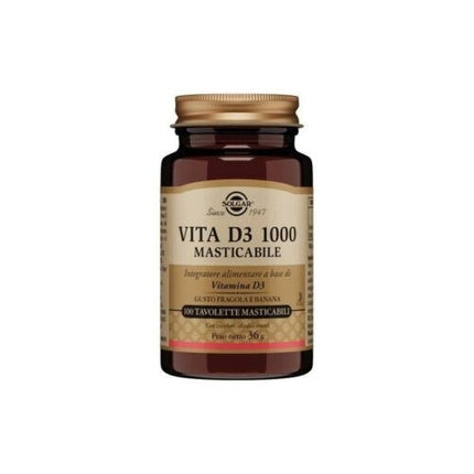 Solgar Vita D3 1000, Vitamine D3 Masticabile, 100 Tablete
