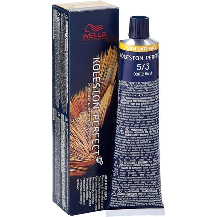 Vopsea de par, Wella, Koleston Perfect ME+ 5/3 Saten Deschis Auriu, 60ml