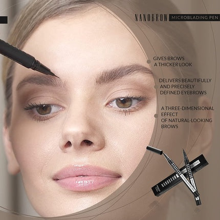 Marker pentru sprâncene, Nanobrow, Warm Brown, efect microblading