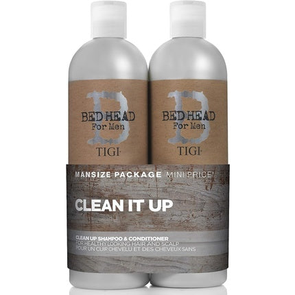 Set șampon și balsam TIGI Bed Head for Men Clean Up, 2x750ml, argintiu