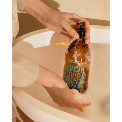 Săpun lichid, Compagnie De Provence, Mint Basil, 495ml, sticlă maro, pompă neagră
