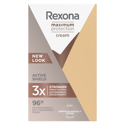 Rexona Maximum Protection Active Shield, Deodorant Anti-perspirant Cremă, 96H, Bej și Gri