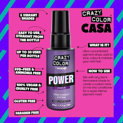 Vopsea păr Crazy Color Power Pigment Violet 50ml