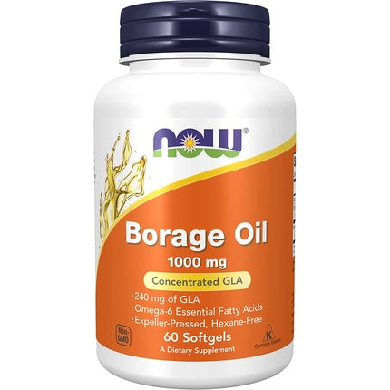 Now Foods Borage Oil 1000mg, Softgeluri, 60 bucăți