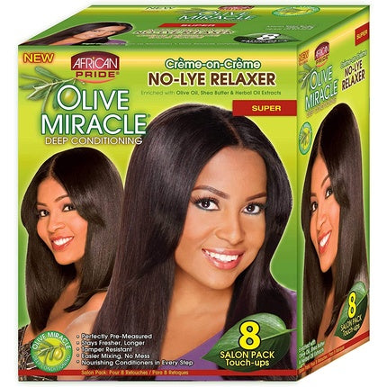 Kit relaxare păr African Pride Olive Miracle No-Lye Relaxer Kit, Super Deep Conditioning, 8 unități