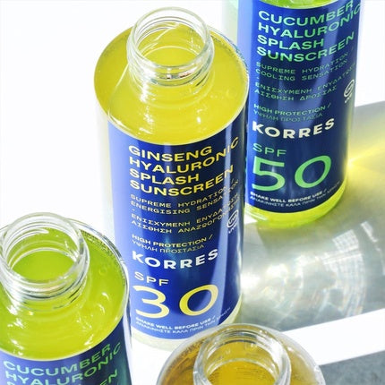 Spray protecție solară față și corp, Korres, Cucumber Hyaluronic, SPF30