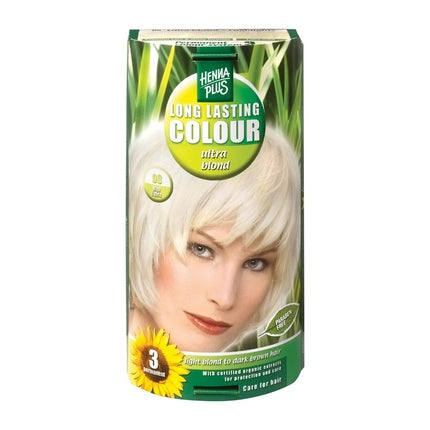 Hennaplus Lasting 00 Ultra Blond Coupe Soleil, vopsea de păr naturală, culoare ultra blond