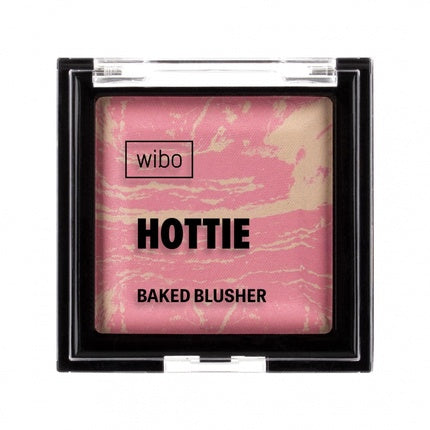 Wibo Wibohottie Baked Blusher Pressed Blush, roz cu dungi aurii, 4g