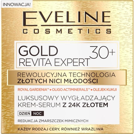 Cremă antirid, Eveline Cosmetics, Gold Revita Expert 30+, toate tipurile de piele, 50ml