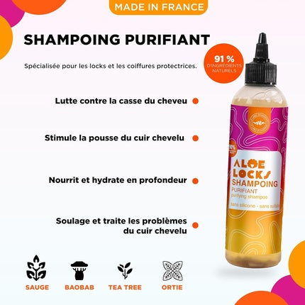 Șampon Purifiant Aloe Locks Shandrani Paris, cu Aloe Vera și Urzică, 280 ml