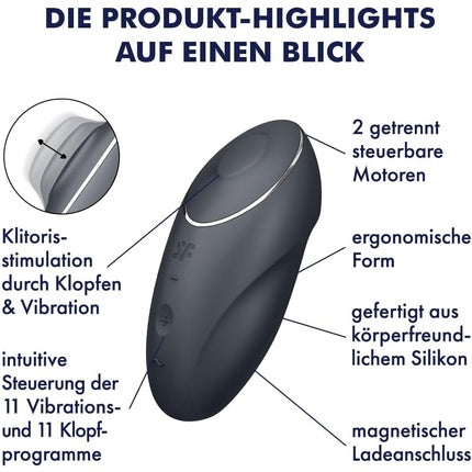 Masator electric Satisfyer Tap & Climax 1, 11cm, silicon antracit
