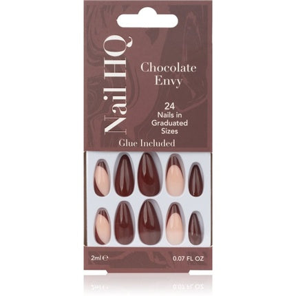 Unghii Artificiale Nail HQ Almond Fake Nails Chocolate Envy, 24 Piese