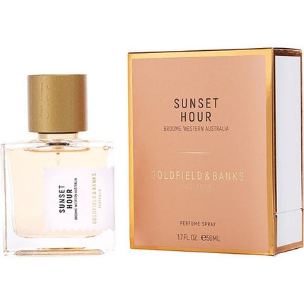 Perfumă Goldfield & Banks Sunset Hour, 50 ml, sticlă transparentă cu capac auriu